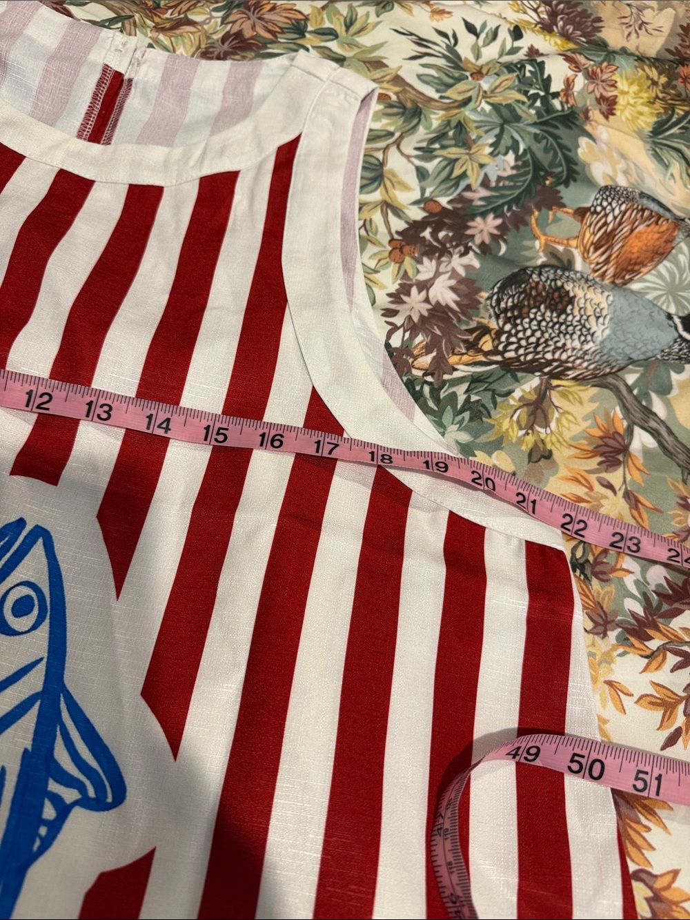 Striped Tank Dress with Blue Fish Motif - Picture 4 of 5